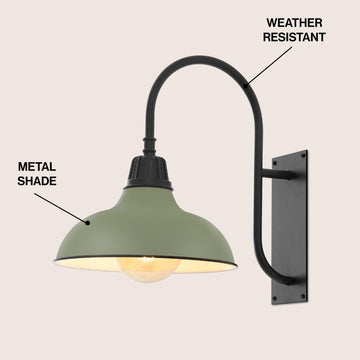Stanley 12.25" Farmhouse Industrial Indoor/Outdoor Iron LED Gooseneck Arm Outdoor Sconce
